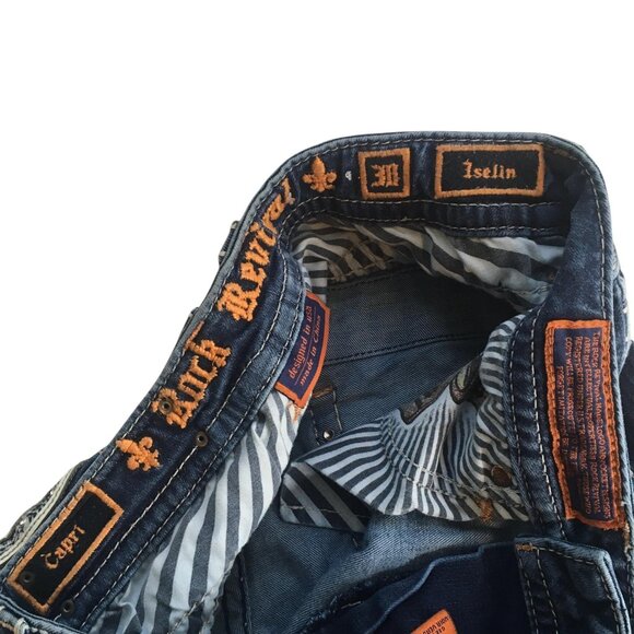 Rock Revival Jeans Womens 30 Iselin Capri Embellished Pockets Stretch E9439P - Picture 9 of 14